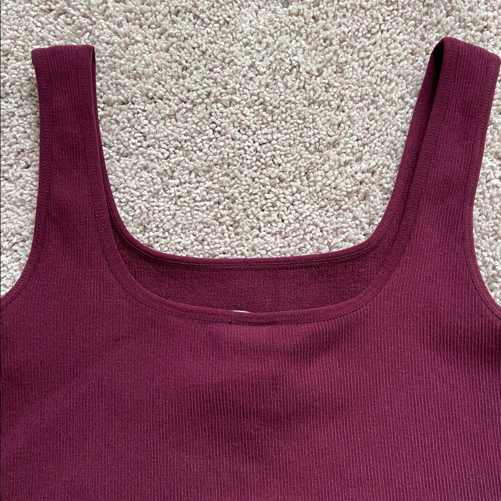 c’est moi • Maroon Fine Ribbed Cropped Bamboo Tank - Picture 6 of 12
